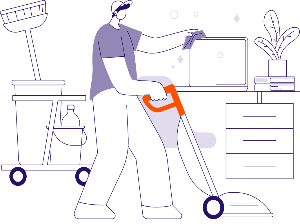 Illustration einer putzenden Person